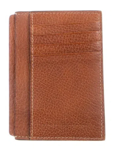 Pre-owned Brunello Cucinelli Leather Card Holder W/ Tags In Brown
