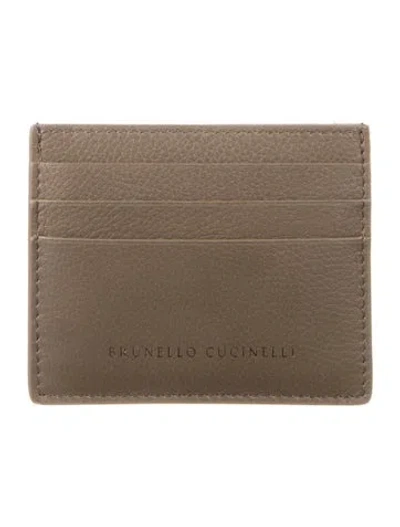 Pre-owned Brunello Cucinelli Leather Card Holder W/ Tags In Neutral