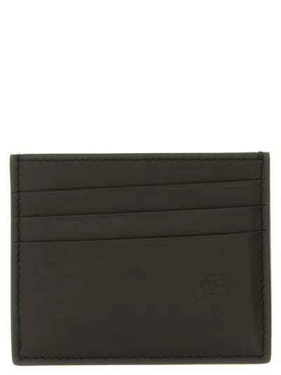 Brunello Cucinelli Leather Card Holder With Embossed Logo In Black