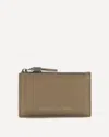 Brunello Cucinelli Leather Card Holder With Grain And Shiny Zipper Pull In Sand