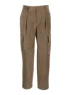 Brunello Cucinelli Leather Cargo Pants In Beige