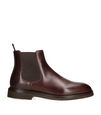 Brunello Cucinelli Leather Chelsea Boots In Brown