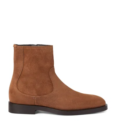 Brunello Cucinelli Leather Chelsea Boots In Brown