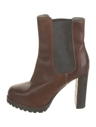 Pre-owned Brunello Cucinelli Leather Chelsea Boots In Brown