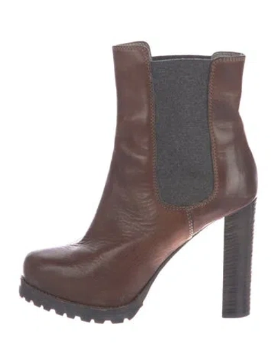 Pre-owned Brunello Cucinelli Leather Chelsea Boots In Brown