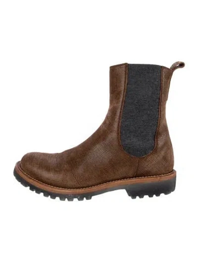 Pre-owned Brunello Cucinelli Leather Chelsea Boots In Brown