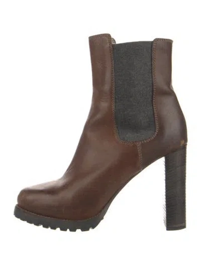 Pre-owned Brunello Cucinelli Leather Chelsea Boots In Brown