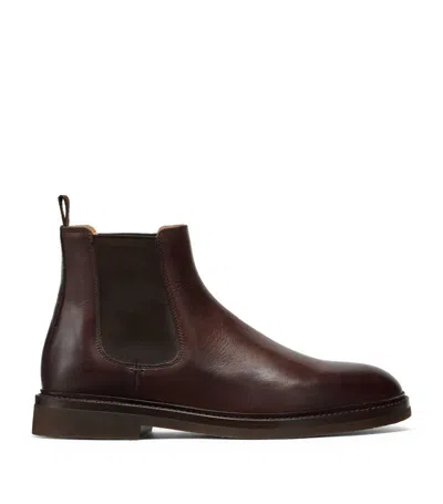 Brunello Cucinelli Leather Chelsea Boots In Brown