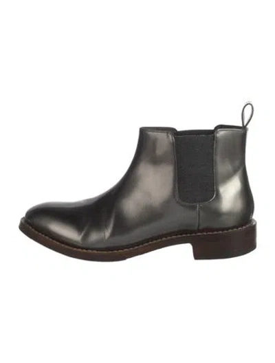 Pre-owned Brunello Cucinelli Leather Chelsea Boots In Gray