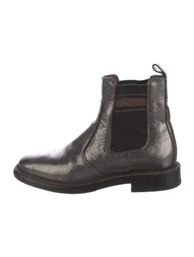 Pre-owned Brunello Cucinelli Leather Chelsea Boots In Gray