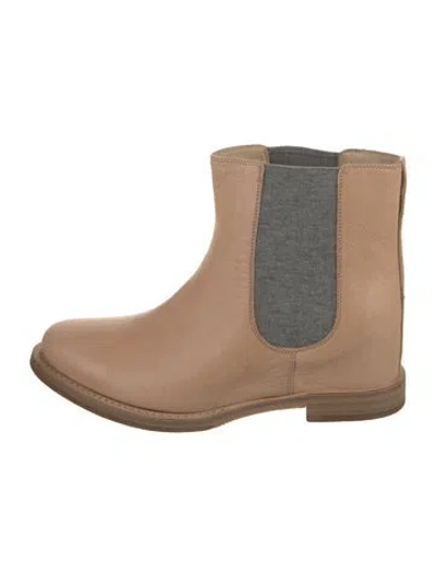 Pre-owned Brunello Cucinelli Leather Chelsea Boots In Neutral