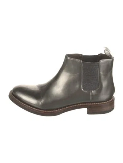 Pre-owned Brunello Cucinelli Leather Chelsea Boots In Silver