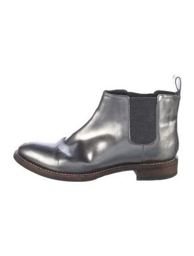 Pre-owned Brunello Cucinelli Leather Chelsea Boots In Silver