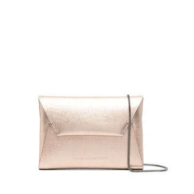 Brunello Cucinelli Leather Clutch Bags In Gold