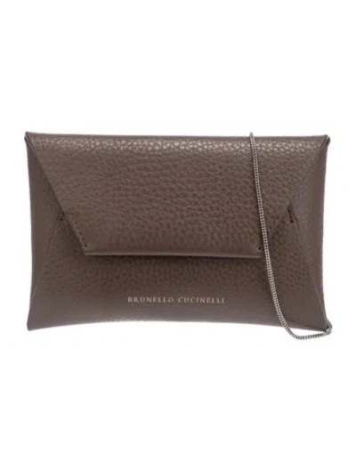 Pre-owned Brunello Cucinelli Leather Clutch In Brown