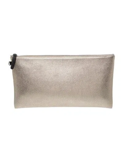 Pre-owned Brunello Cucinelli Leather Clutch In Grey/metallic