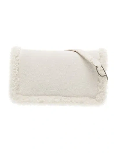 Pre-owned Brunello Cucinelli Leather Clutch In White