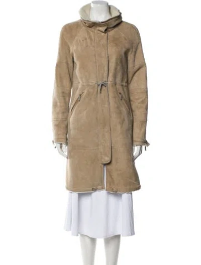 Pre-owned Brunello Cucinelli Leather Coat In Neutral