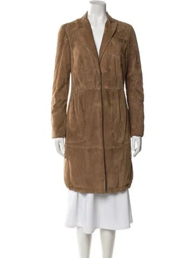 Pre-owned Brunello Cucinelli Leather Coat In Neutral