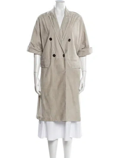Pre-owned Brunello Cucinelli Leather Coat In Neutral