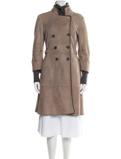 Pre-owned Brunello Cucinelli Leather Coat In Neutral