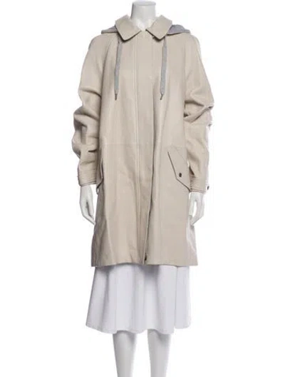 Pre-owned Brunello Cucinelli Leather Coat W/ Tags In Neutral