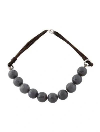 Pre-owned Brunello Cucinelli Leather Collar Necklace, 19" In Multi