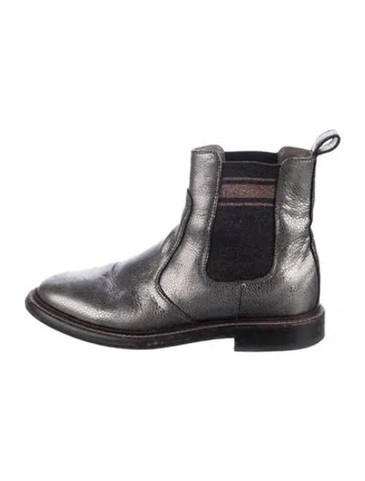 Pre-owned Brunello Cucinelli Leather Colorblock Pattern Chelsea Boots
