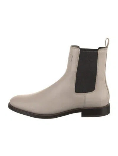 Pre-owned Brunello Cucinelli Leather Colorblock Pattern Chelsea Boots In Neutral