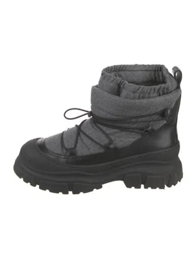 Pre-owned Brunello Cucinelli Leather Colorblock Pattern Combat Boots In Gray