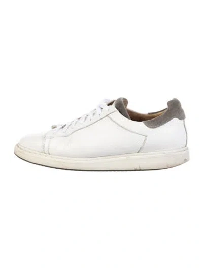 Pre-owned Brunello Cucinelli Leather Colorblock Pattern Sneakers In White