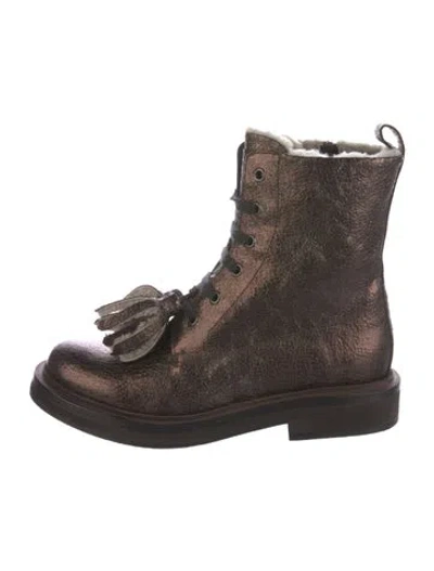 Pre-owned Brunello Cucinelli Leather Combat Boots