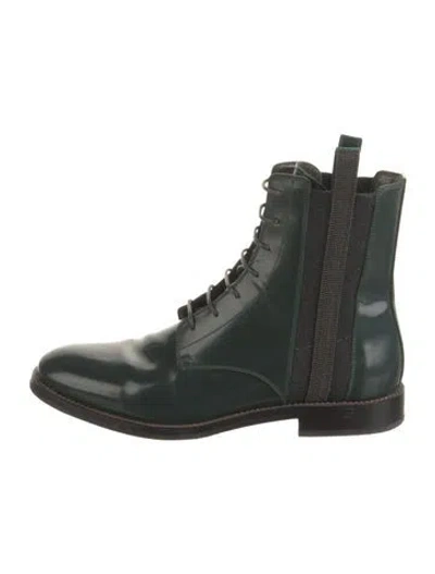 Pre-owned Brunello Cucinelli Leather Combat Boots In Black