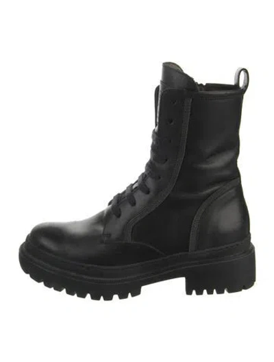 Pre-owned Brunello Cucinelli Leather Combat Boots In Black