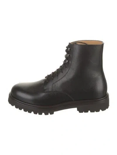 Pre-owned Brunello Cucinelli Leather Combat Boots In Black