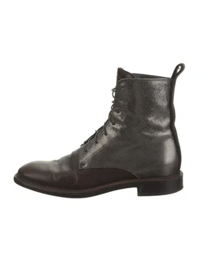 Pre-owned Brunello Cucinelli Leather Combat Boots In Black