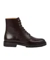 Brunello Cucinelli Leather Combat Boots In Brown