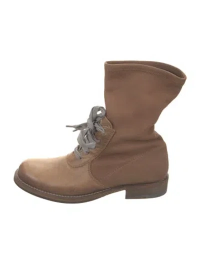Pre-owned Brunello Cucinelli Leather Combat Boots In Brown