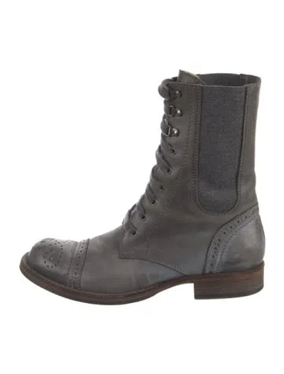 Pre-owned Brunello Cucinelli Leather Combat Boots In Brown