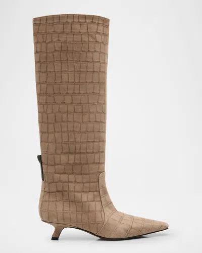 Brunello Cucinelli Leather Comma-heel Knee Boots