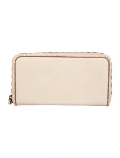 Pre-owned Brunello Cucinelli Leather Continental Wallet In Neutral