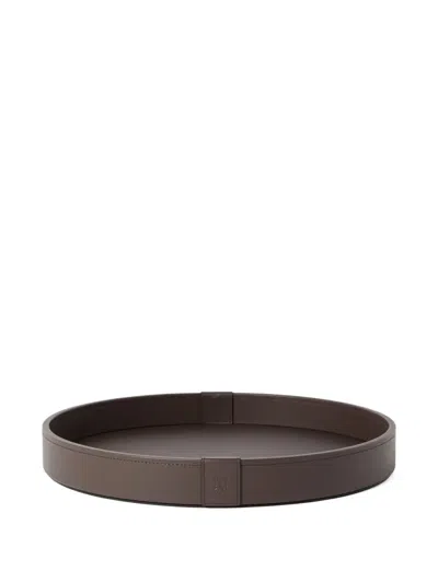 Brunello Cucinelli Leather-covered Round Tray (35 Cm) In Brown