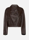 BRUNELLO CUCINELLI LEATHER CROPPED JACKET