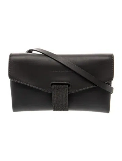 Pre-owned Brunello Cucinelli Leather Crossbody Bag In Black