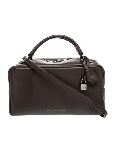 Pre-owned Brunello Cucinelli Leather Crossbody Bag In Black