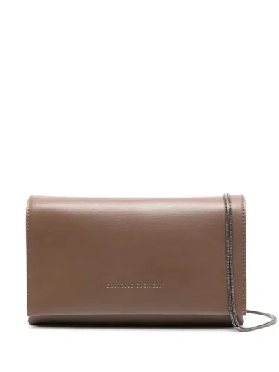 Brunello Cucinelli Leather Crossbody Bag In Brown