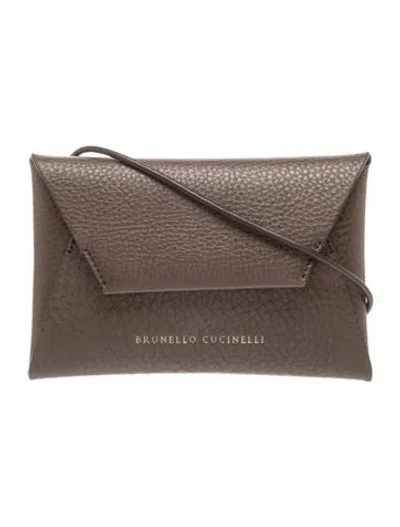 Pre-owned Brunello Cucinelli Leather Crossbody Bag In Gray