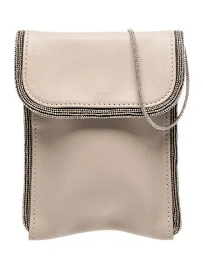 Pre-owned Brunello Cucinelli Leather Crossbody Bag In Neutral