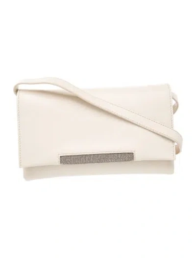 Pre-owned Brunello Cucinelli Leather Crossbody Bag In Neutral