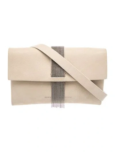 Pre-owned Brunello Cucinelli Leather Crossbody Bag In Neutrals